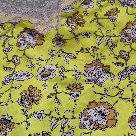 (2/$25) Victoria's Secret satin lace camisole top yellow florals - Picture 5 of 10